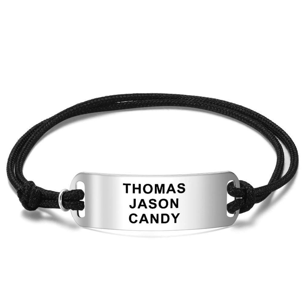 Leather Bracelet Custom Bracelet Engraved Bentcard Bracelet Men's Gift for Best Friend