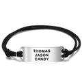 Men's Leather Bracelet Custom Men's Bracelet Engraved Bent card Bracelet Gift for Best Friend -Silver