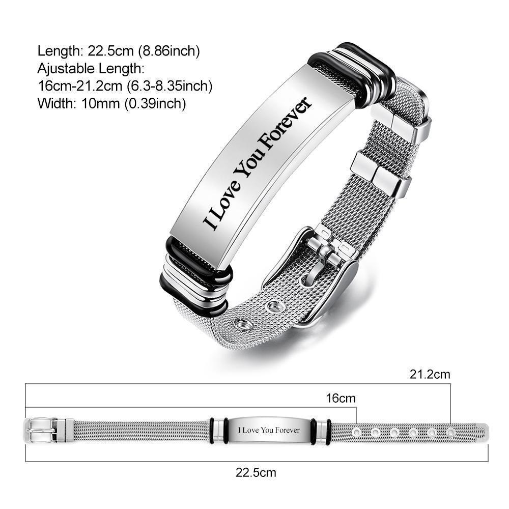 Engraved Bracelet Men's Bracelet Stainless Steel Black for Boyfriend