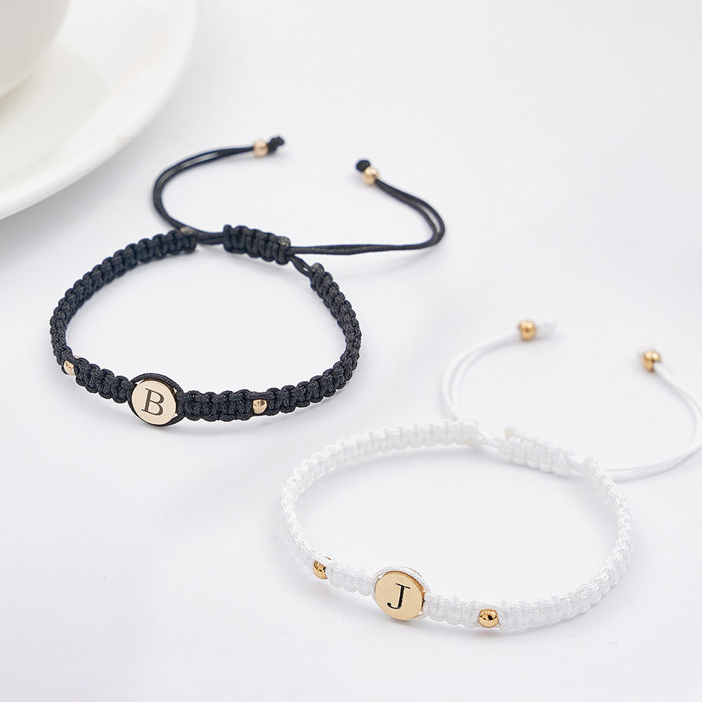 Personalized Couple Bracelets Matching Bracelets for Couples Engraving Braided Rope Wrist Couples Bracelets Gift for Lover