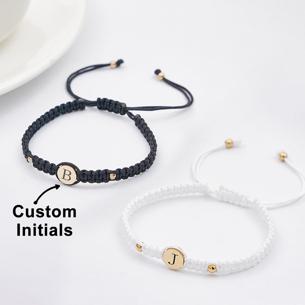 Personalized Couple Bracelets Matching Bracelets for Couples Engraving Braided Rope Wrist Couples Bracelets Gift for Lover