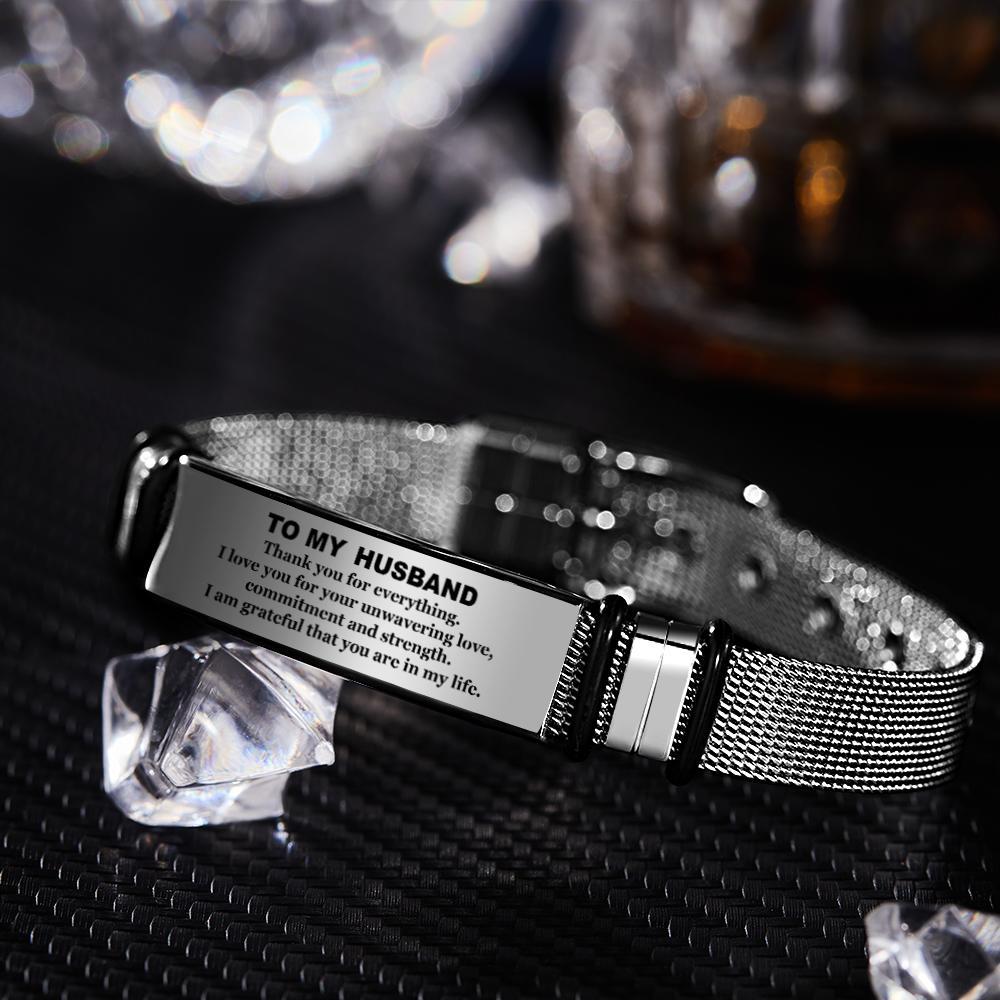 Custom Engraved Bracelet Men's Bracelet Best Gifts Stainless Steel for Men To My Husband I Love You Gifts for Him