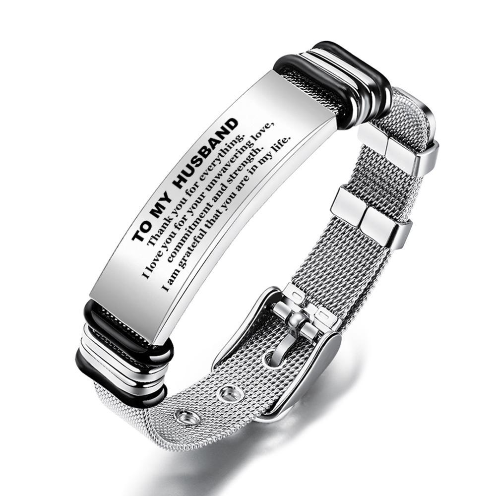 Custom Engraved Bracelet Men's Bracelet Best Gifts Stainless Steel for Men To My Husband I Love You Gifts for Him