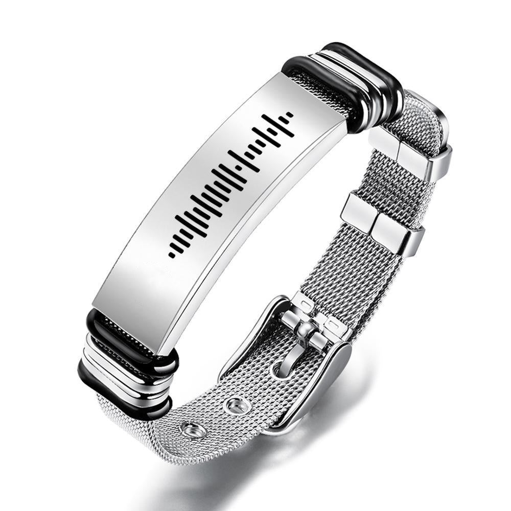Scannable Music Code Bracelet Men's Bracelet Custom Music Song Bracelet Stainless Steel Gifts for Him