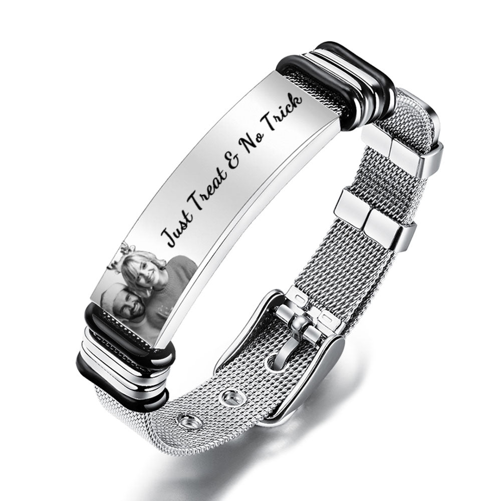 Custom Photo Bracelet Engraved Stainless Steel Men Bracelet Gift For Christmas Gifts