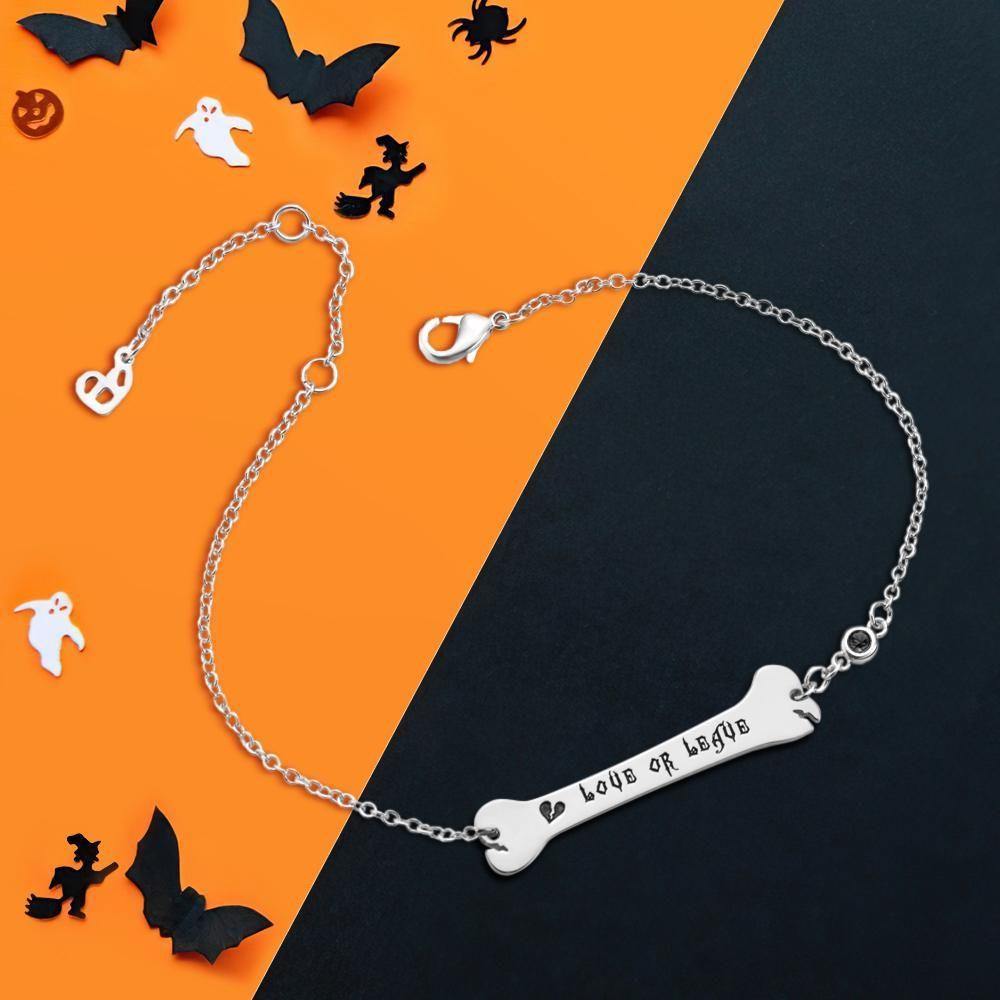 Custom Bracelet Gifts Bone Bar Bracelet with Broken Heart Memorial Gifts Halloween Gifts