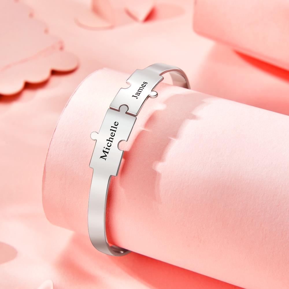 Custom Engraved Puzzle Bracelet Personalized Unique Bracelet for Her
