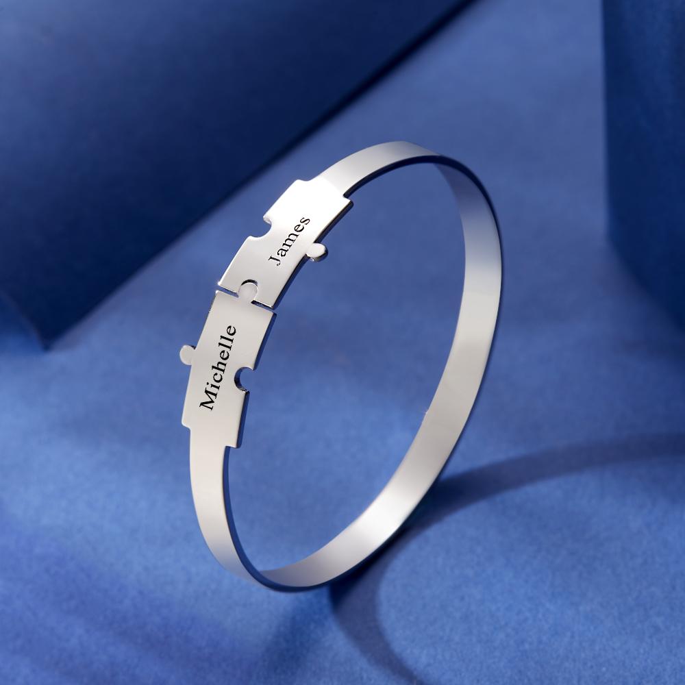 Custom Engraved Puzzle Bracelet Personalized Unique Bracelet for Her