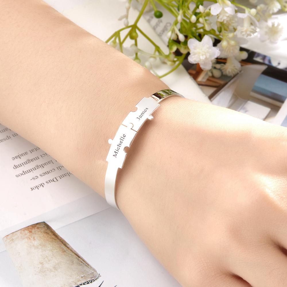 Custom Engraved Puzzle Bracelet Personalized Unique Bracelet for Her
