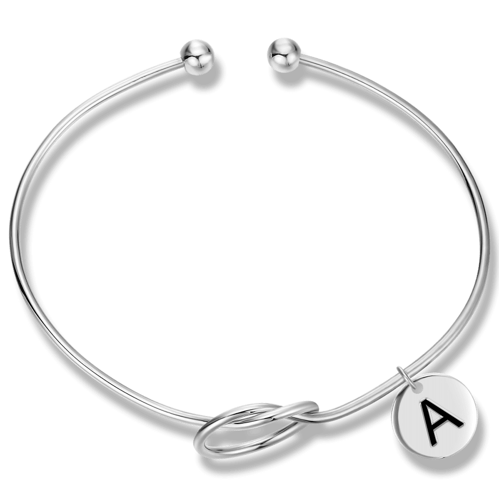 Engraved Initial Name Bangle Platinum Plated