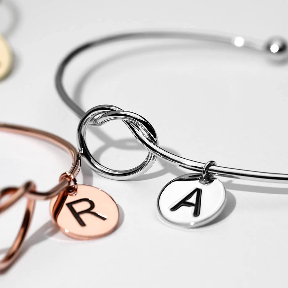 Engraved Initial Name Bangle Platinum Plated
