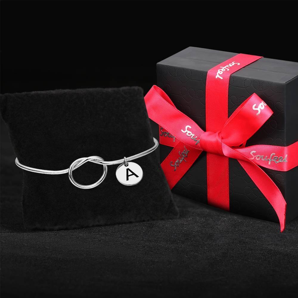 Engraved Initial Name Bangle Platinum Plated
