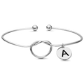 Engraved Initial Name Bangle Platinum Plated