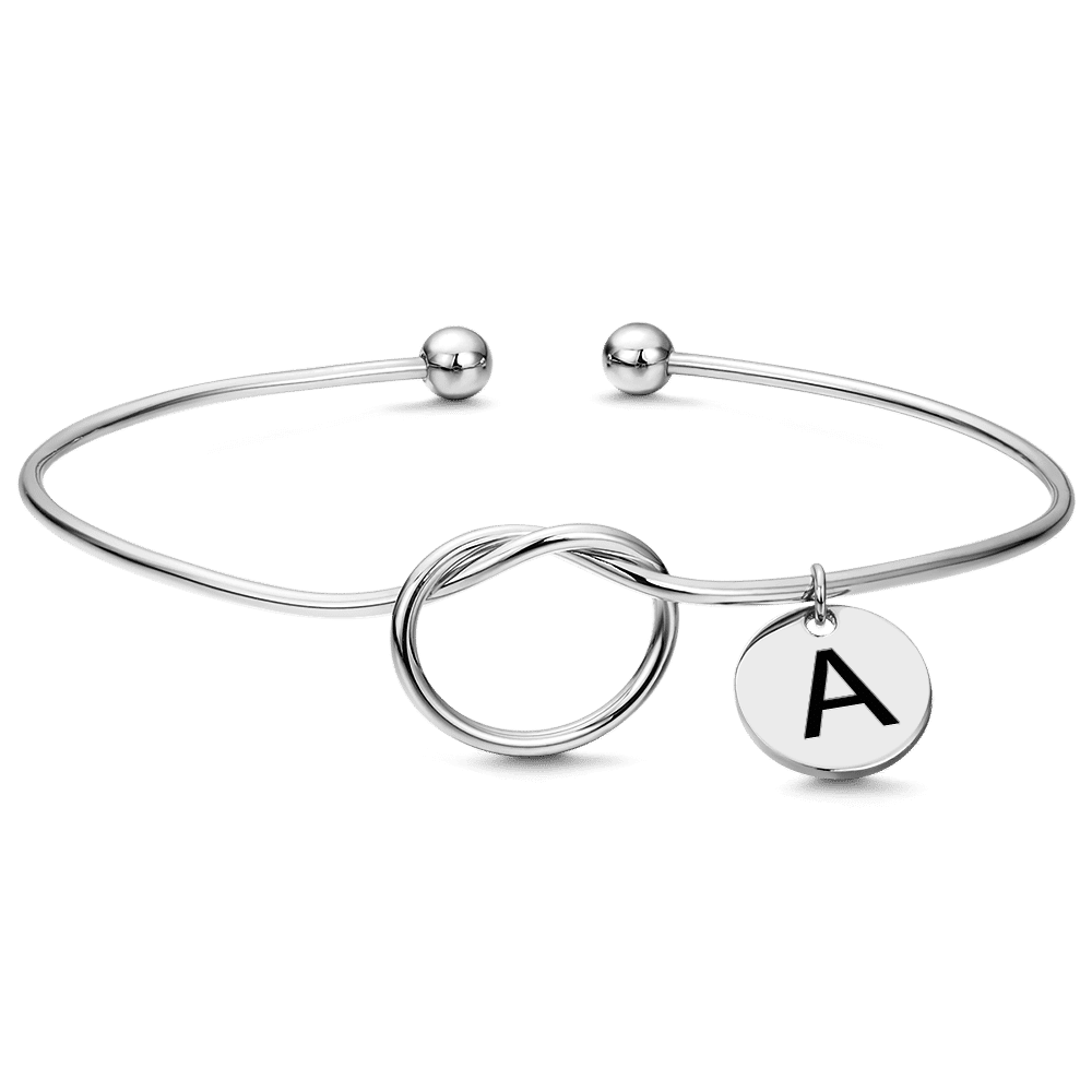 Engraved Initial Name Bangle Platinum Plated