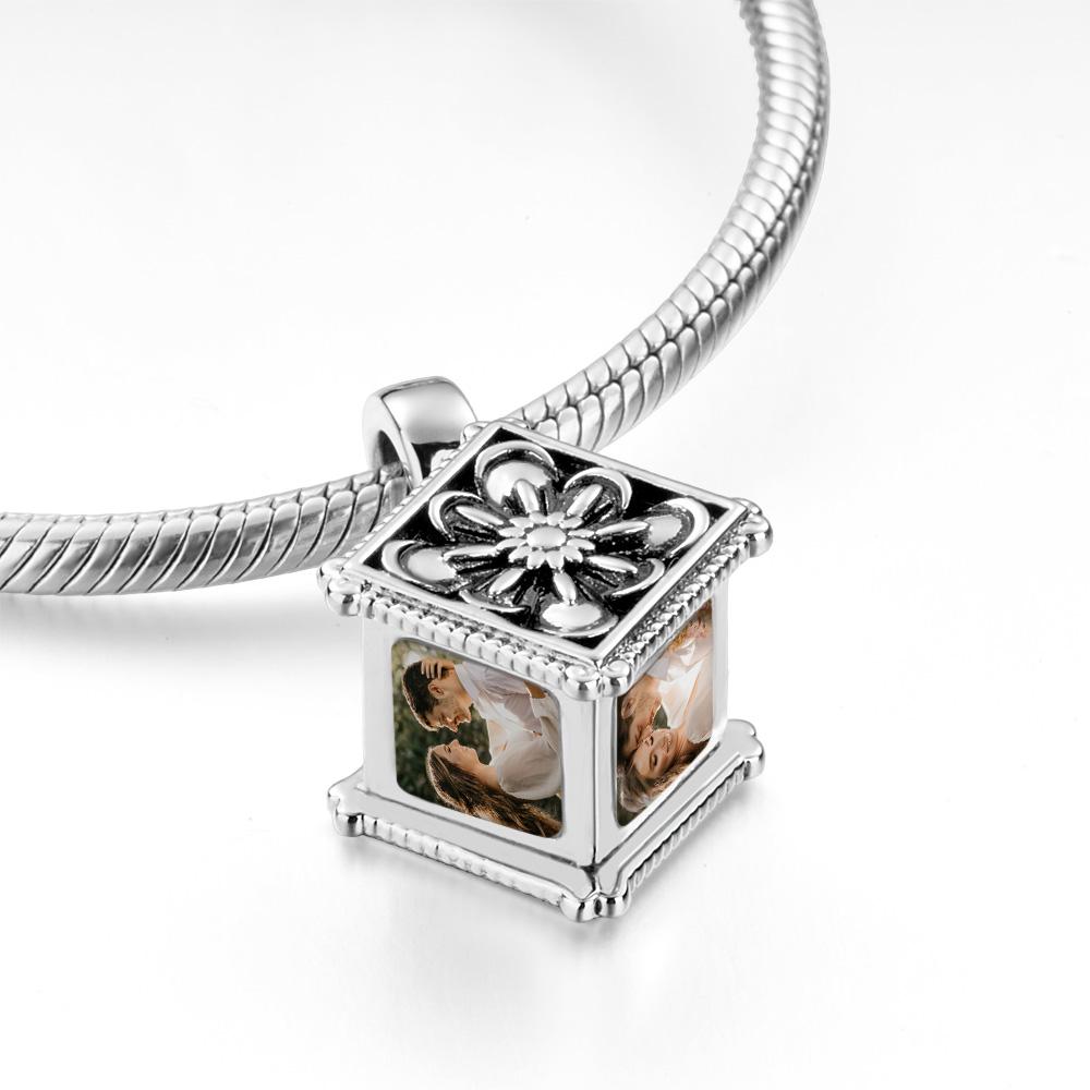 Photo Charm Bead That Hold 4 Picture Customized Four Sides Picture Bead Fit Snake Chain Bracelet Ideal Gifts Ever