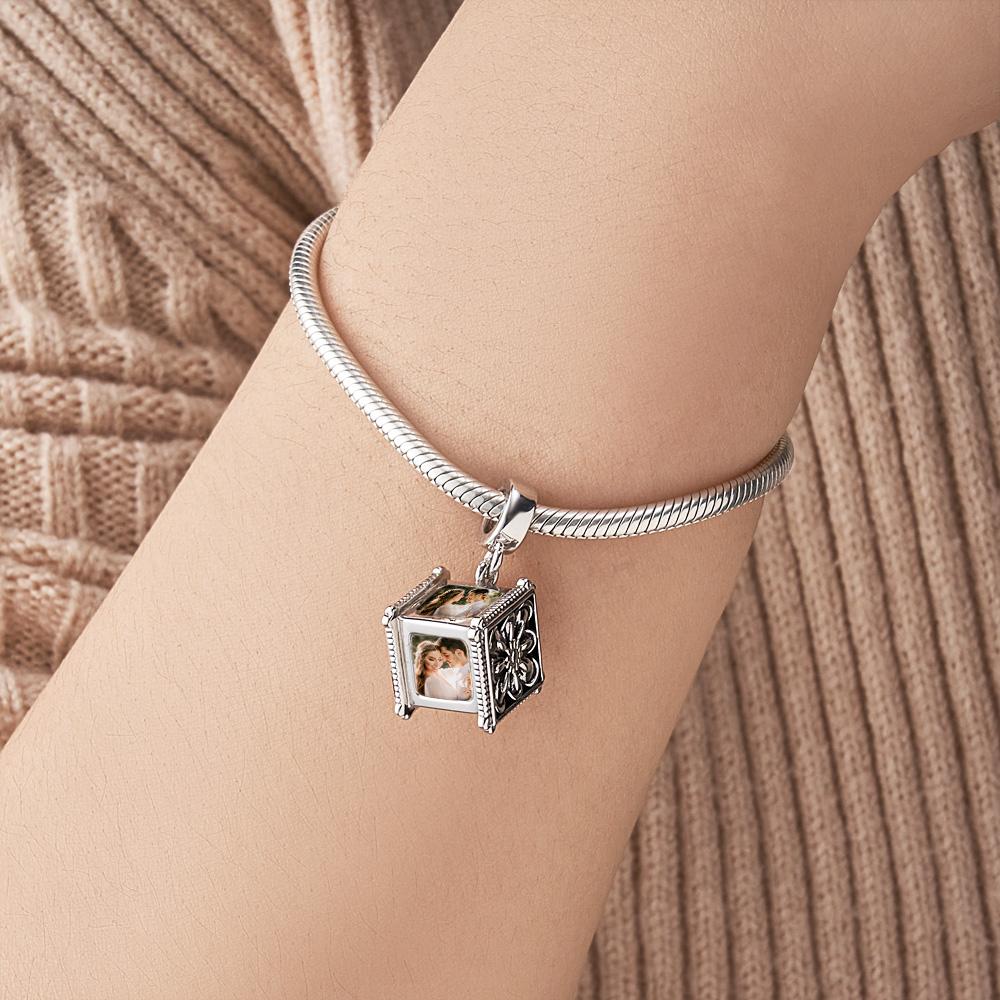 Photo Charm Bead That Hold 4 Picture Customized Four Sides Picture Bead Fit Snake Chain Bracelet Ideal Gifts Ever