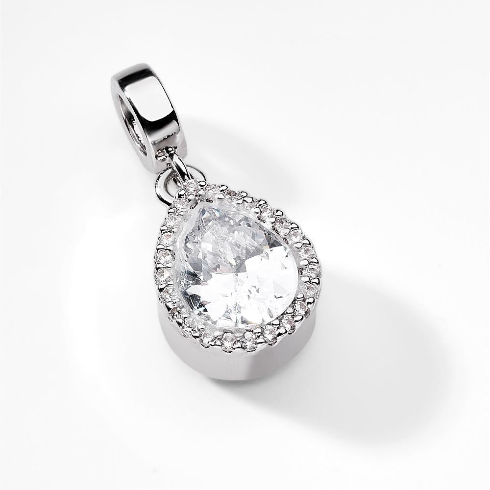 Sparkling Pear Cut Personalized Photo Pendant Fit All Major Brands of Bracelets Necklaces