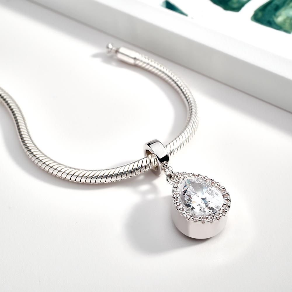 Sparkling Pear Cut Personalized Photo Pendant Fit All Major Brands of Bracelets Necklaces