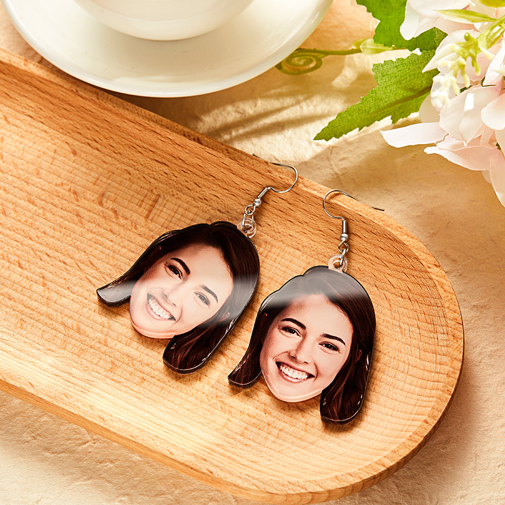 Custom Photo Face Earrings Acrylic Earrings Personalized Face Earrings Gift