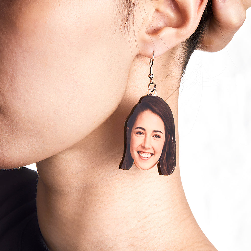 Custom Photo Face Earrings Acrylic Earrings Personalized Face Earrings Gift