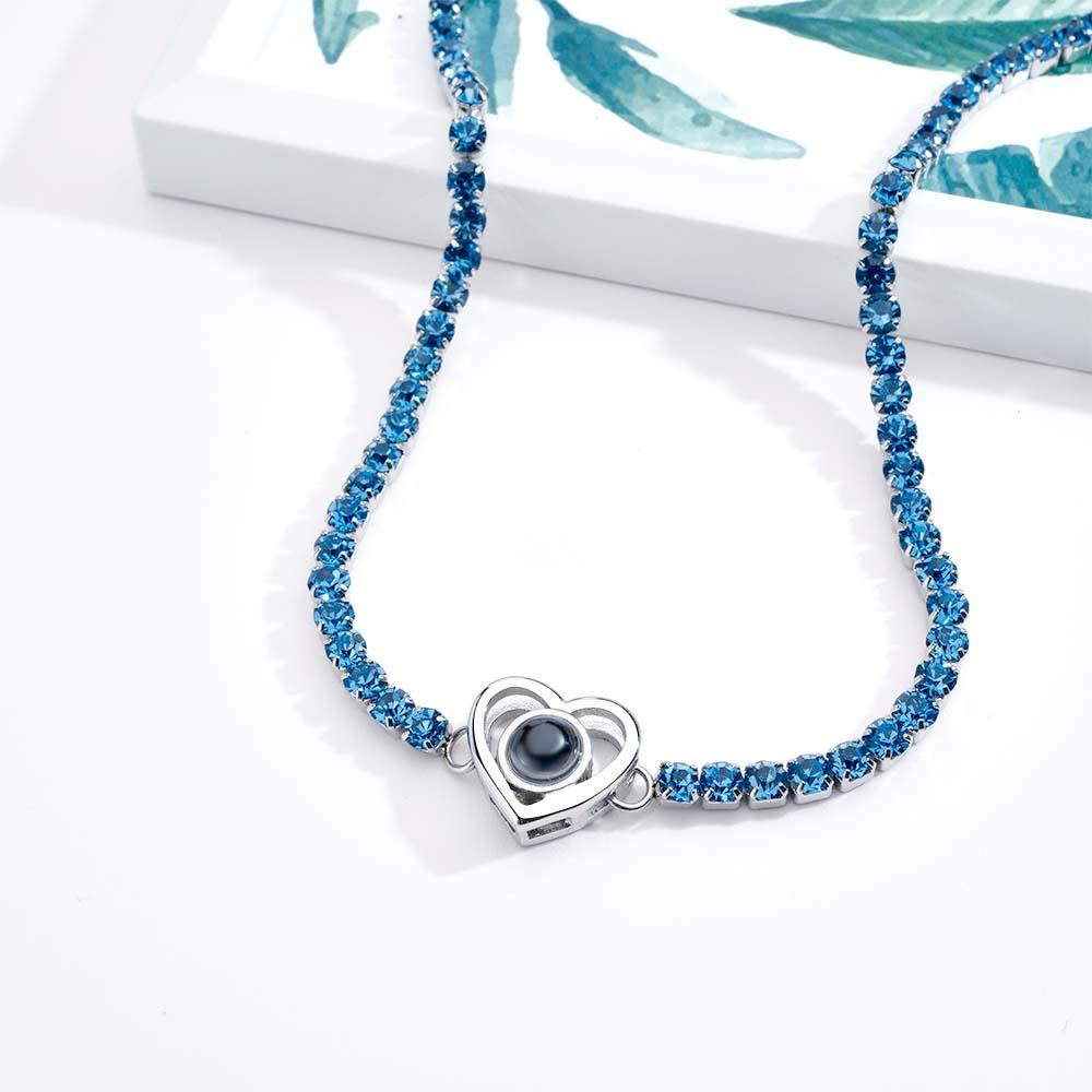 Custom Projection Necklace Tennis Chain Heart Gift for Her