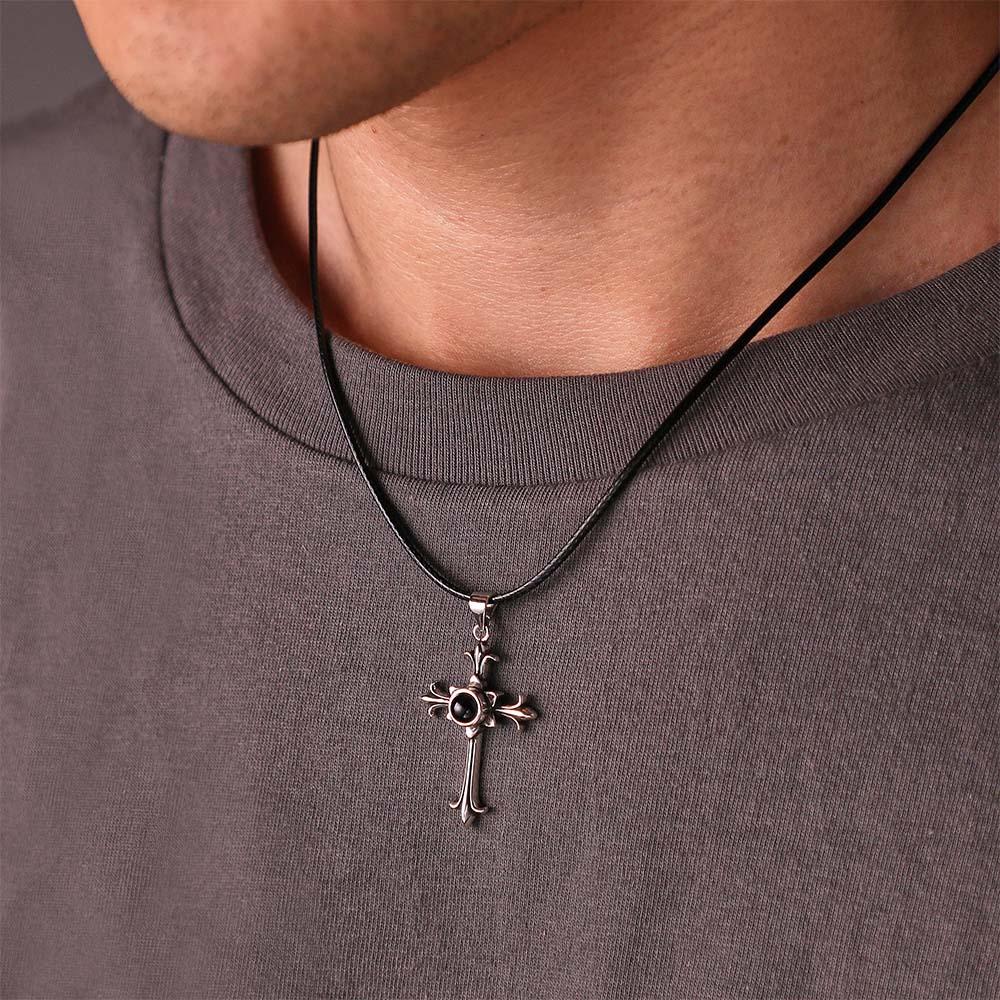 Custom Projection Necklace Vintage Cross Gift for Men
