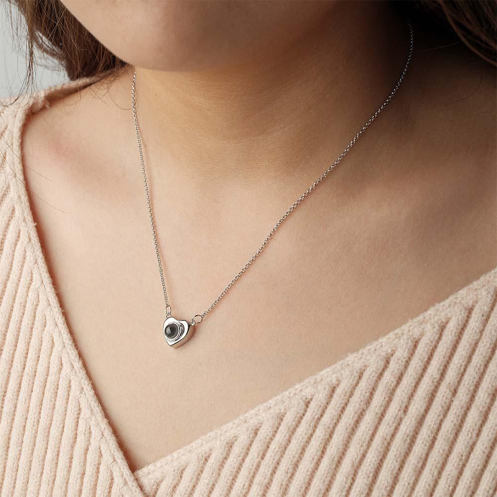 Custom Photo Neckalce I LOVE YOU Projection Heart Gift for Her