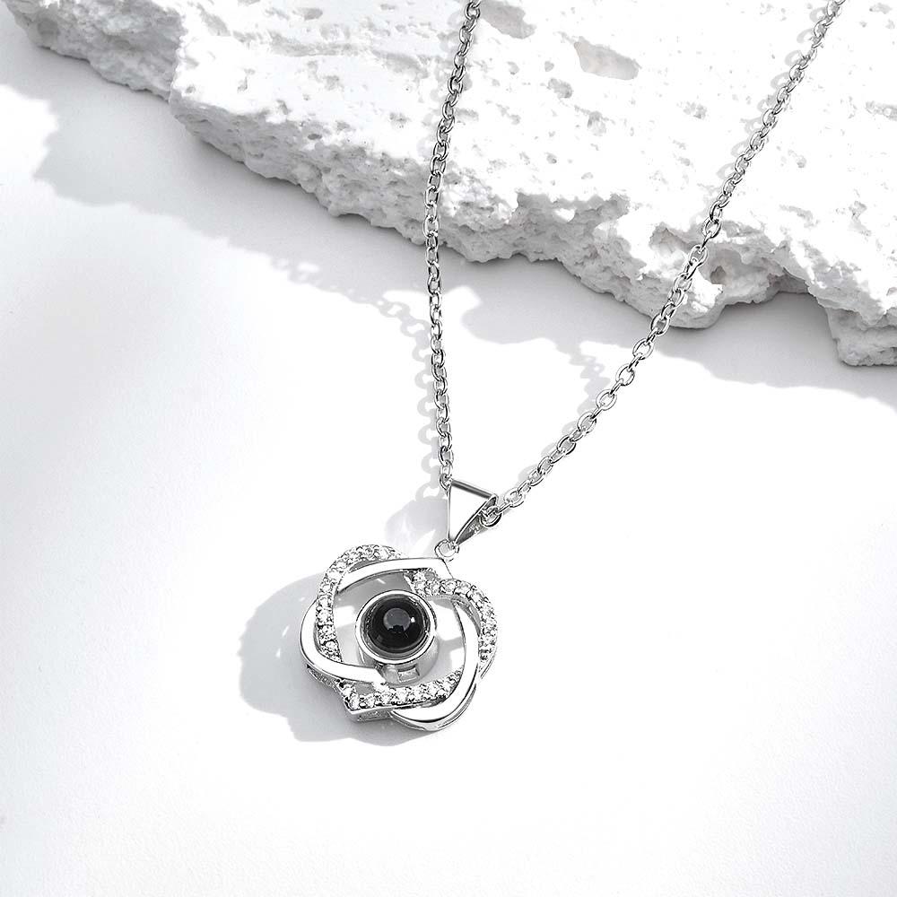 Custom Projection Necklace Double Heart Pendant Gift