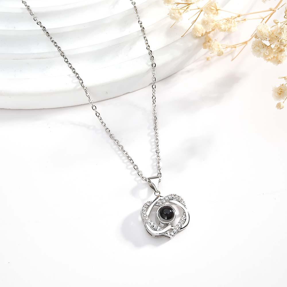 Custom Projection Necklace Double Heart Pendant Gift