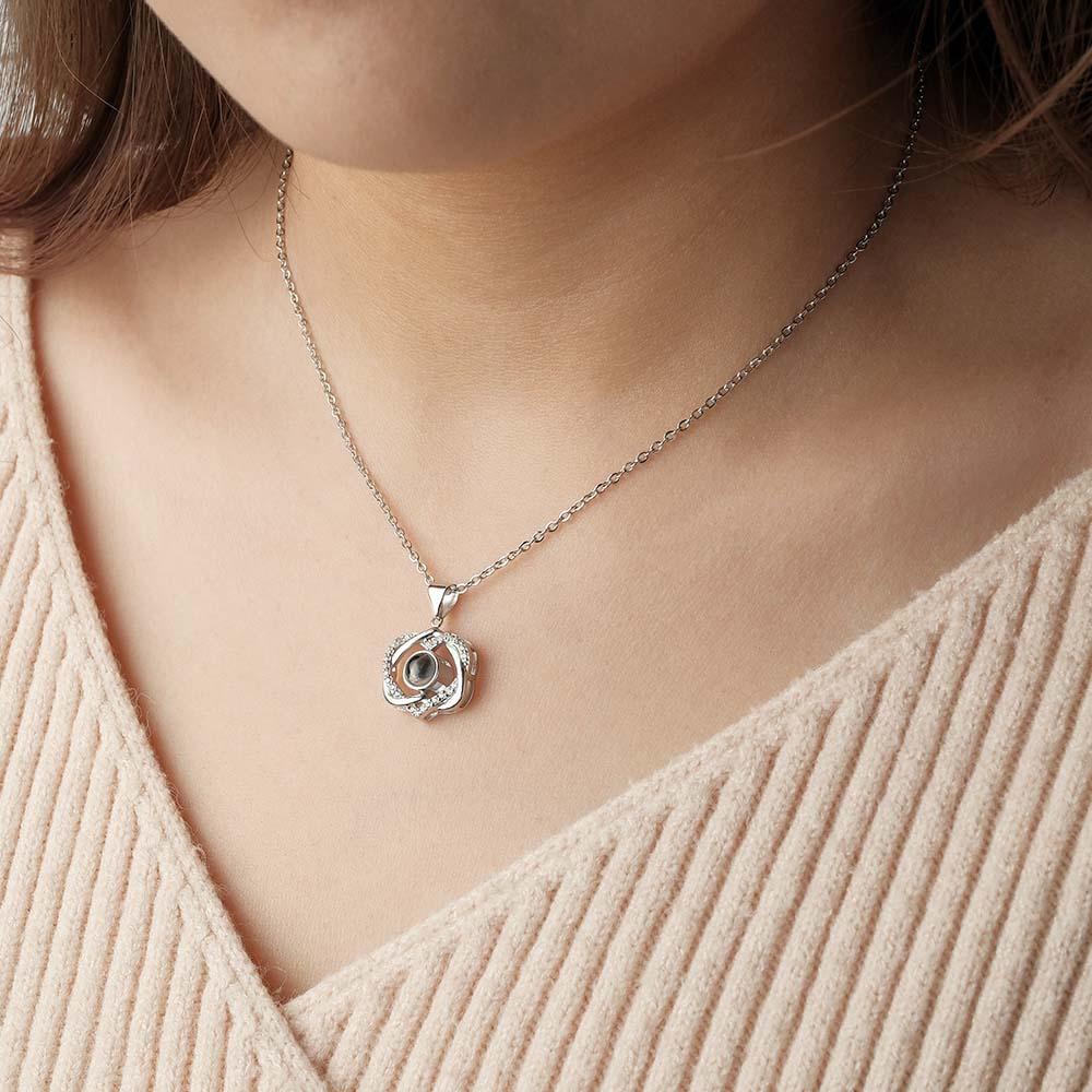 Custom Projection Necklace Double Heart Pendant Gift