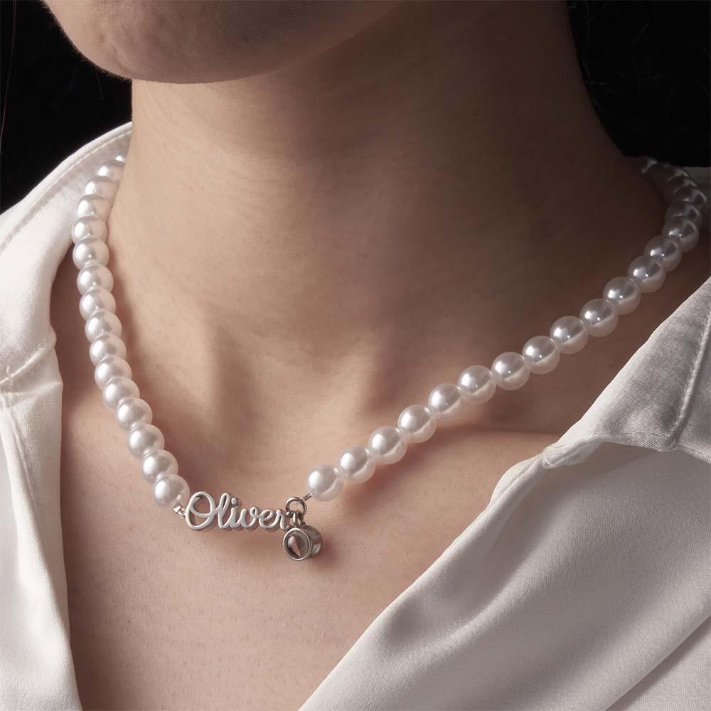 Custom Name Necklace Projection Classic Pearl Chain Gift for Her