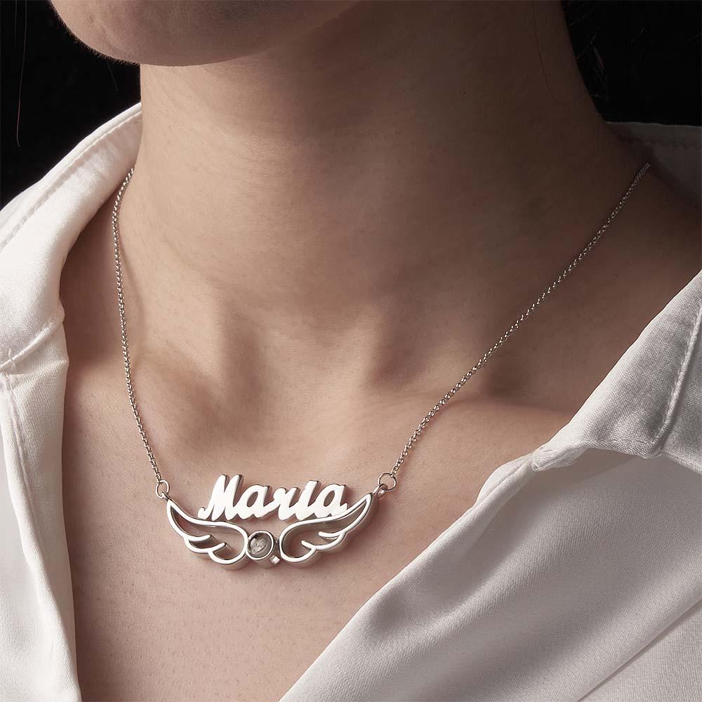 Custom Name Projection Necklace Angel Wings Style Gift