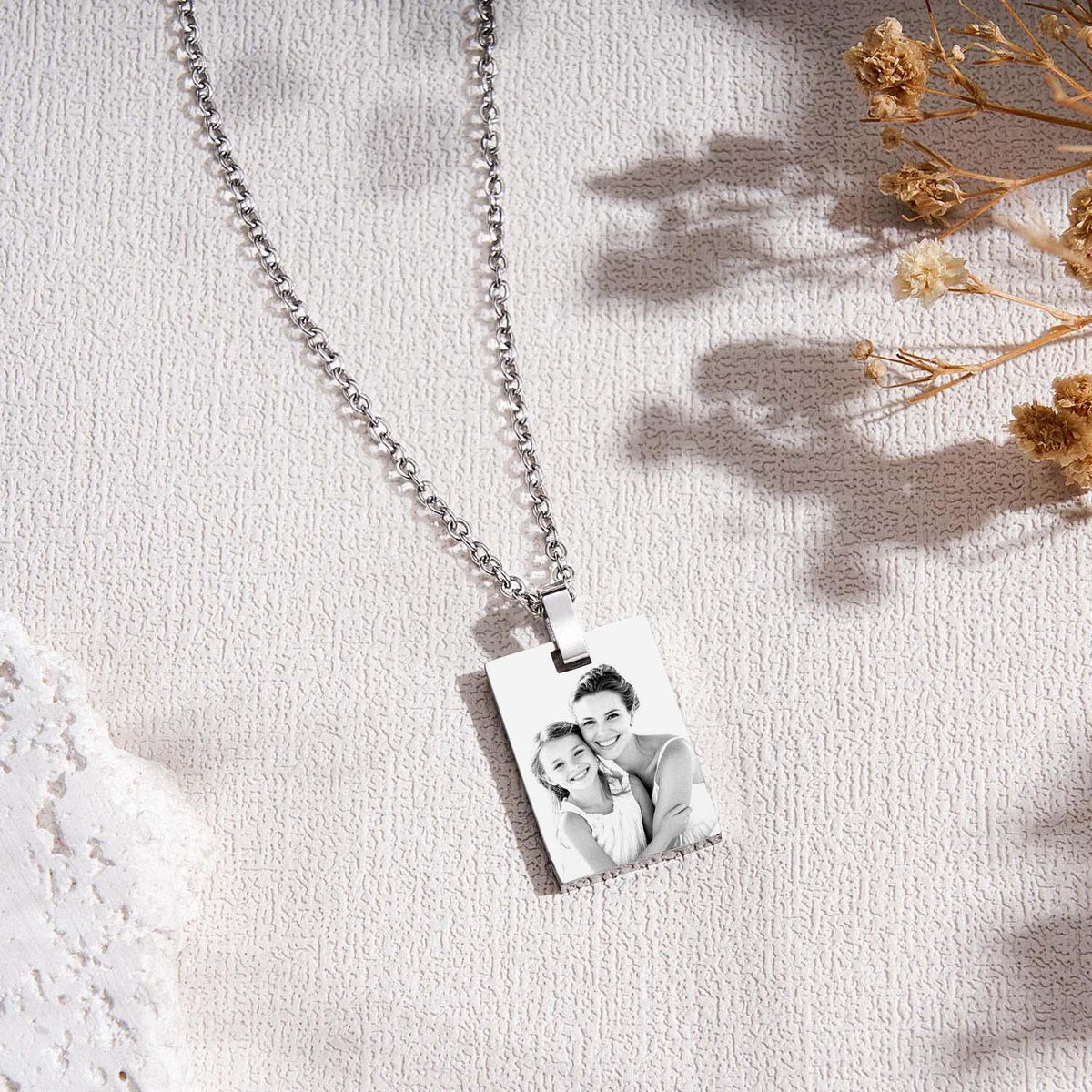 Custom Photo Necklace Shadow Engraved Necklace Mother's Day Gifts