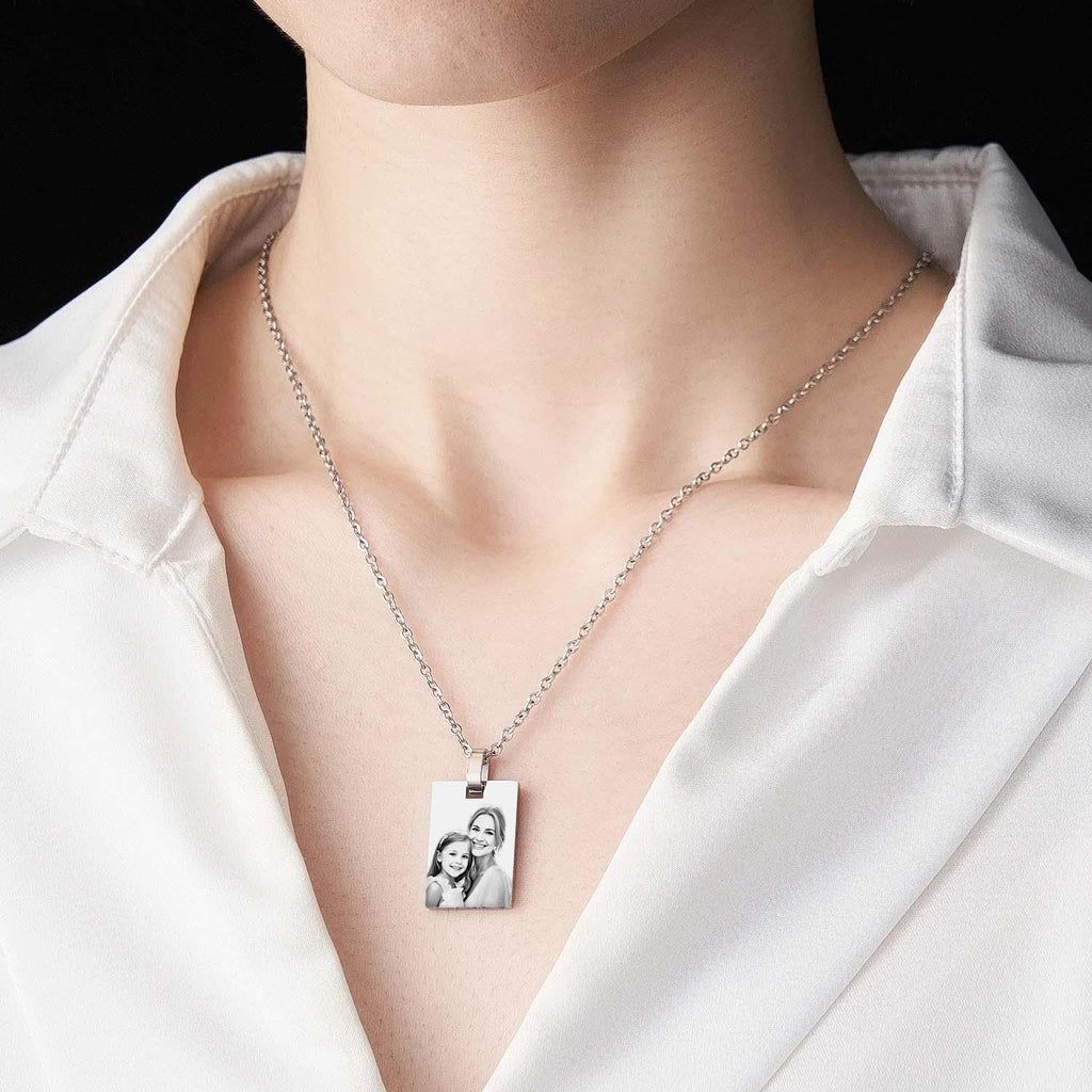 Custom Photo Necklace Shadow Engraved Necklace Mother's Day Gifts