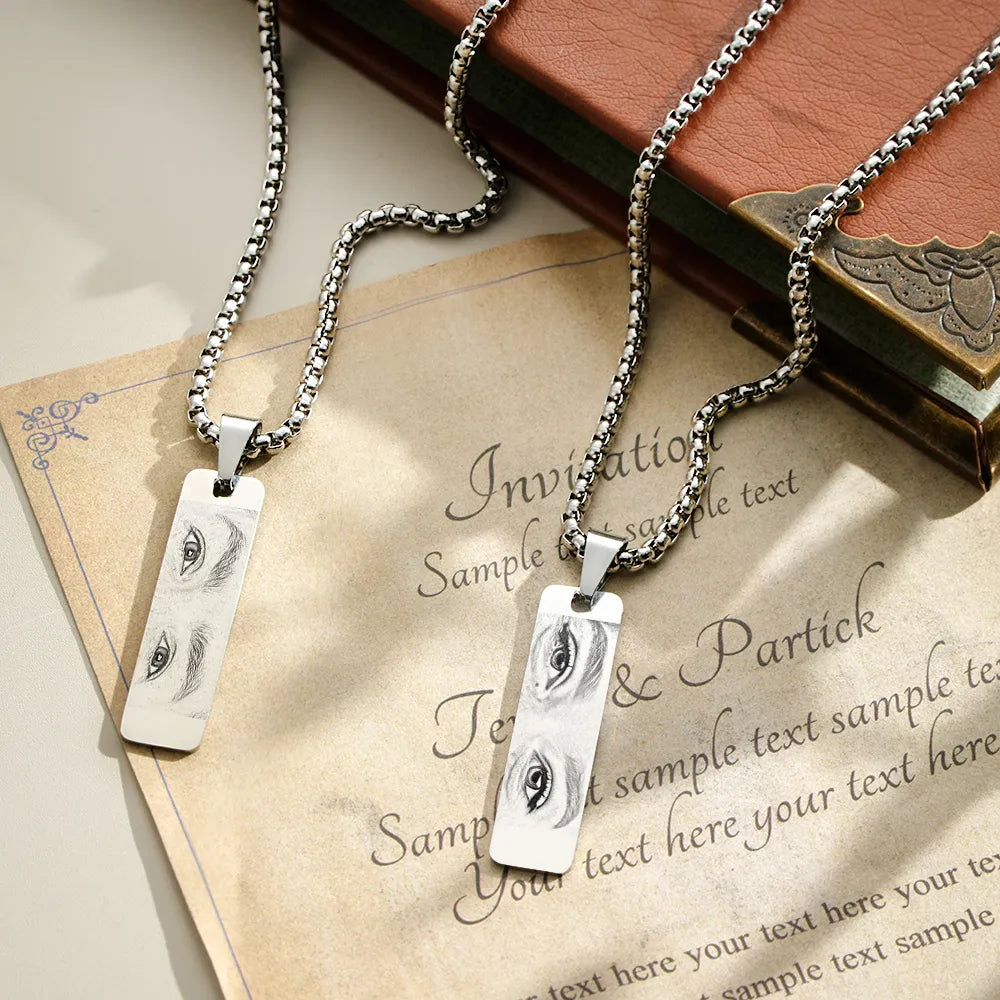 Custom Eyes Photo Necklace Christmas Gift for Lover