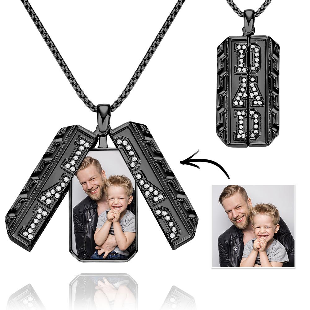 Custom Photo Necklace Dad Locket Necklace Father's Day Gift for Men