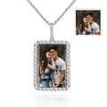 Custom Photo Necklace Square Diamond Border Sweater Chain Gifts