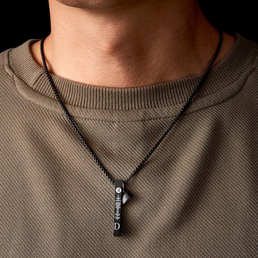 Bar Necklace with Custom Spotify Code Engraving Initial Personalized gift Unisex Necklace for Couple