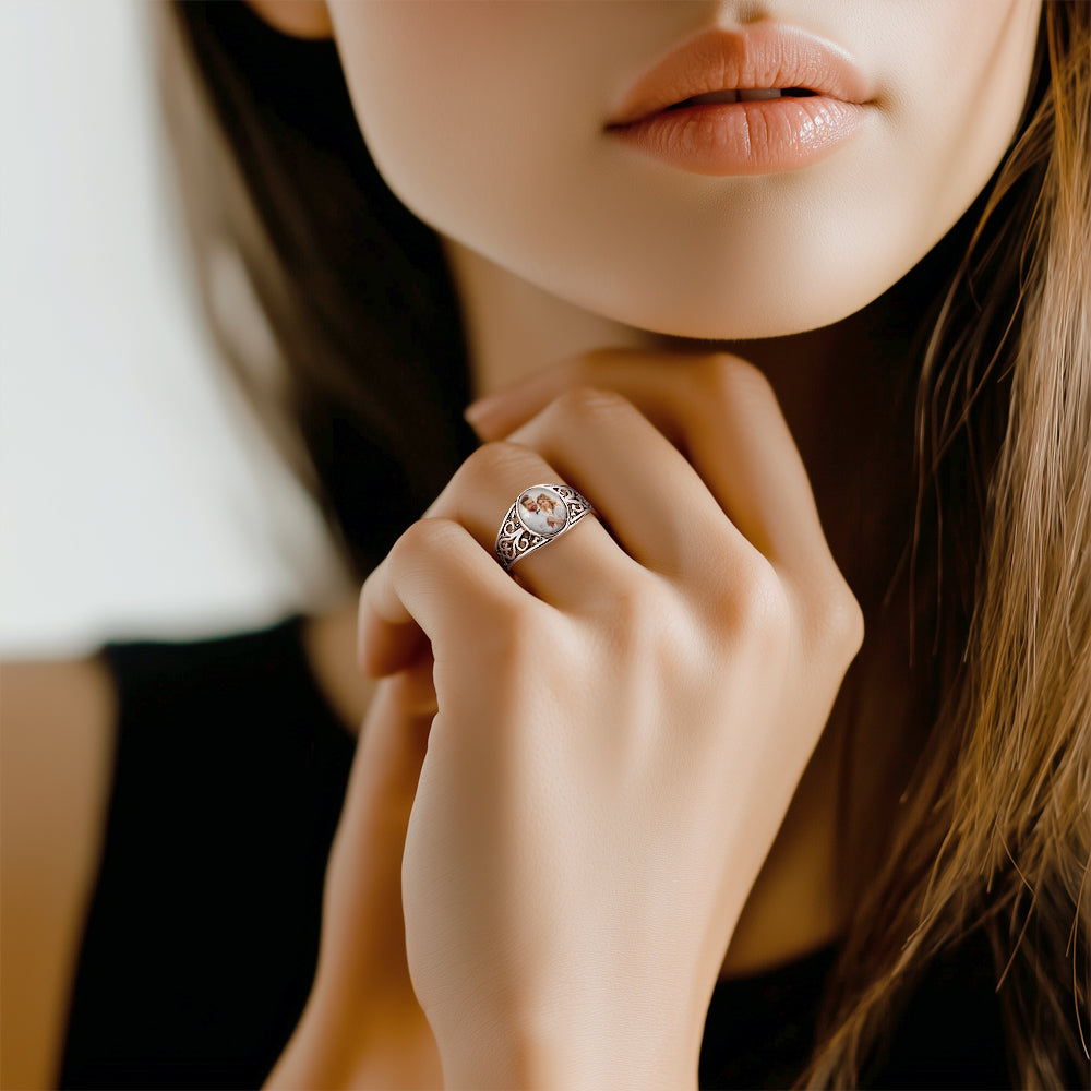 Custom Cutout Photo Rings Personalized Photo Jewelry Valentine's Day Gifts for Couple