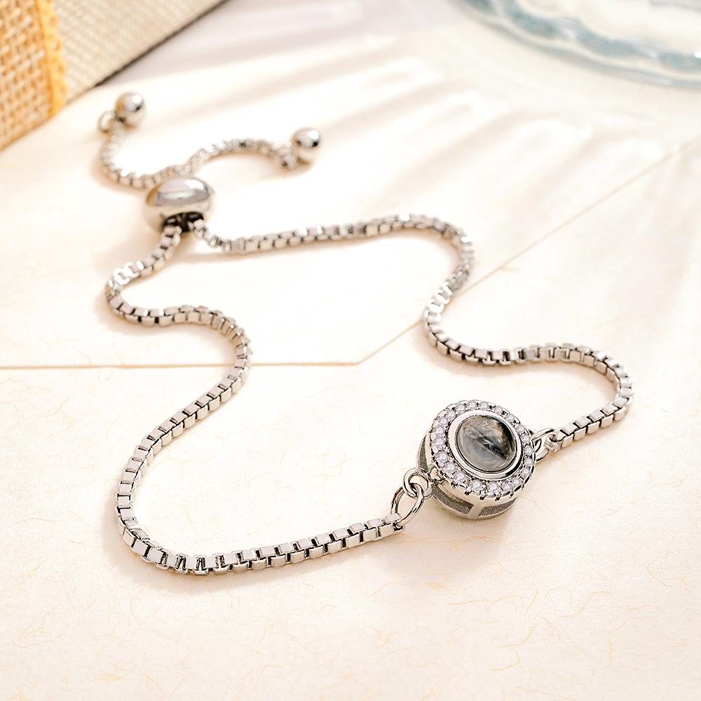 Personalized Photo Projection Bracelet Round Zircon Adjustable Bracelet Valentine's Day Gift