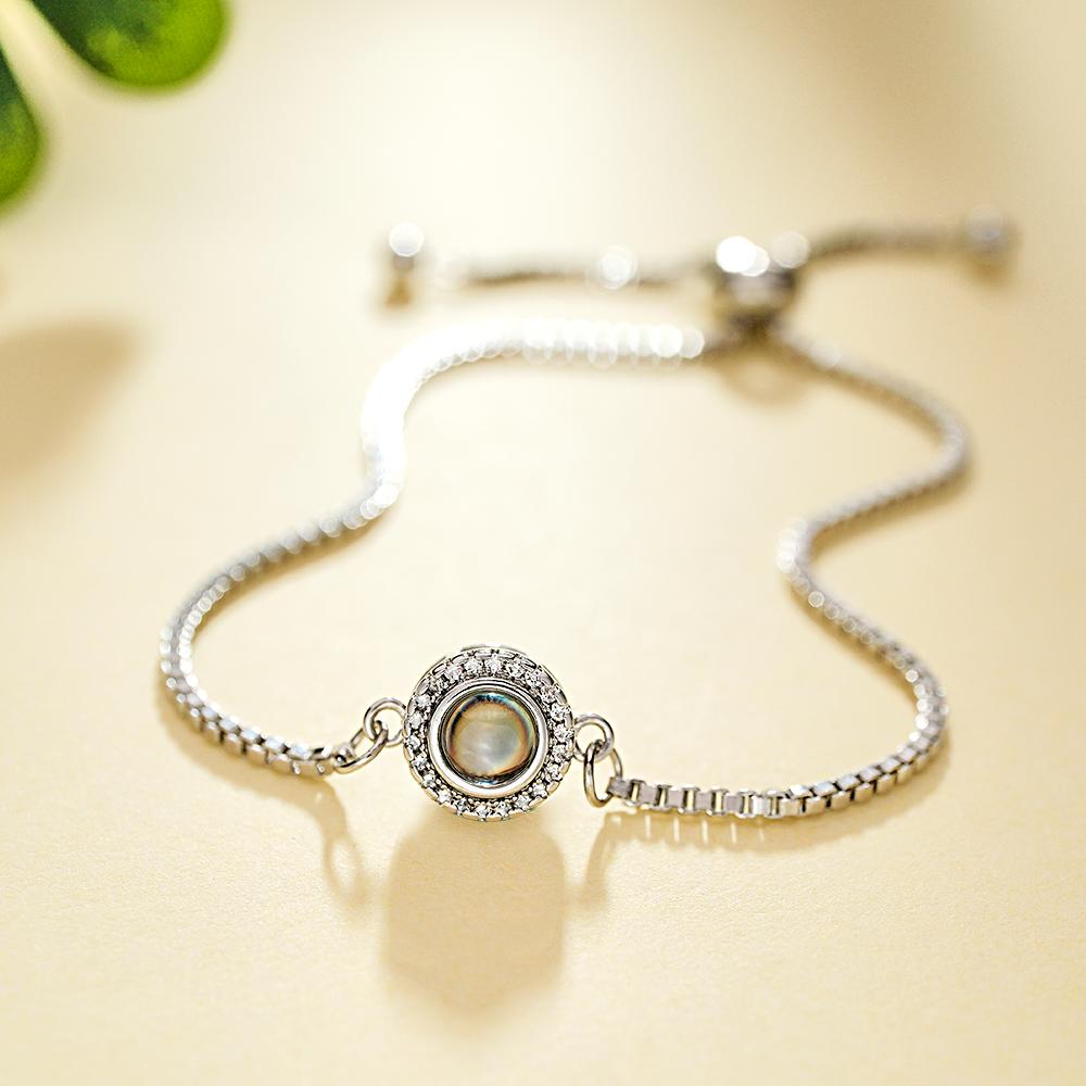 Personalized Photo Projection Bracelet Round Zircon Adjustable Bracelet Valentine's Day Gift
