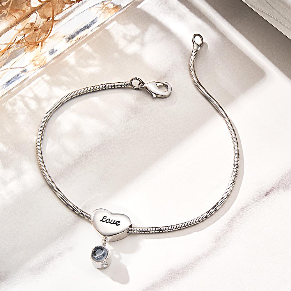Custom Projection Bracelet Engraved Heart Gift for Her