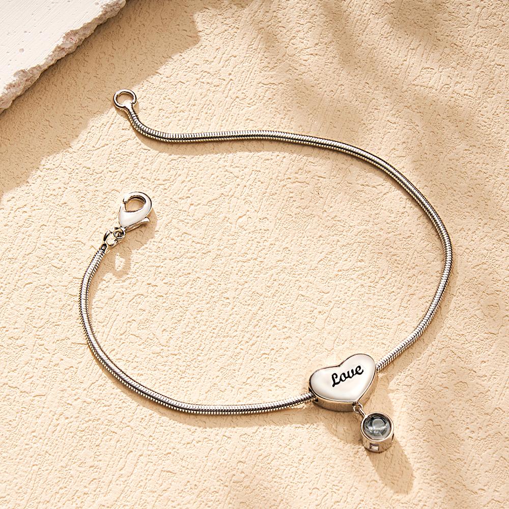 Custom Projection Bracelet Engraved Heart Gift for Her