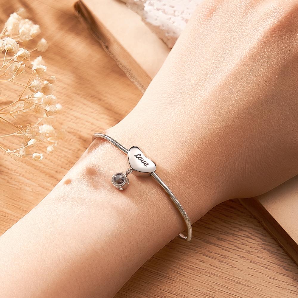 Custom Projection Bracelet Engraved Heart Gift for Her