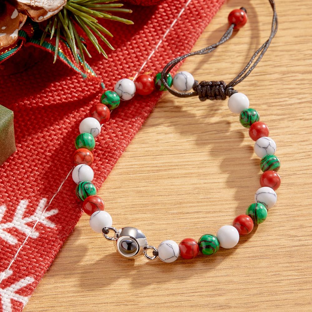 Custom Projection Bracelet Colorful Beads Unique Christmas Couple Gift