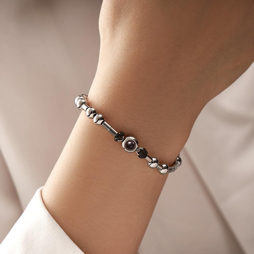 Personalized Photo Projection Adjustable Bracelet Simple Bead Bracelet Morse Code I Love You Gifts For Her