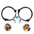 Custom Photo Projection Matching Bracelets for Couples Magnetic Glow-in-the-Dark Heart Shape