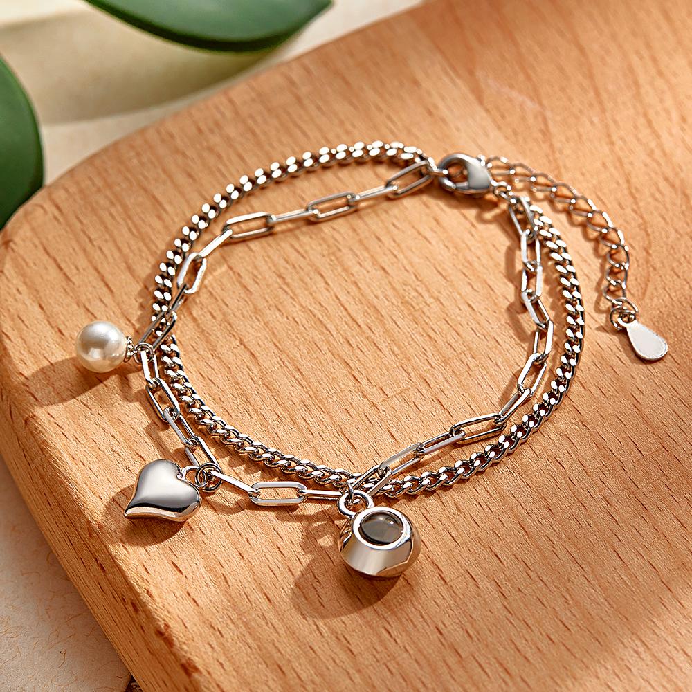 Custom Photo Projection Bracelet Heart Perfect Gift for Her
