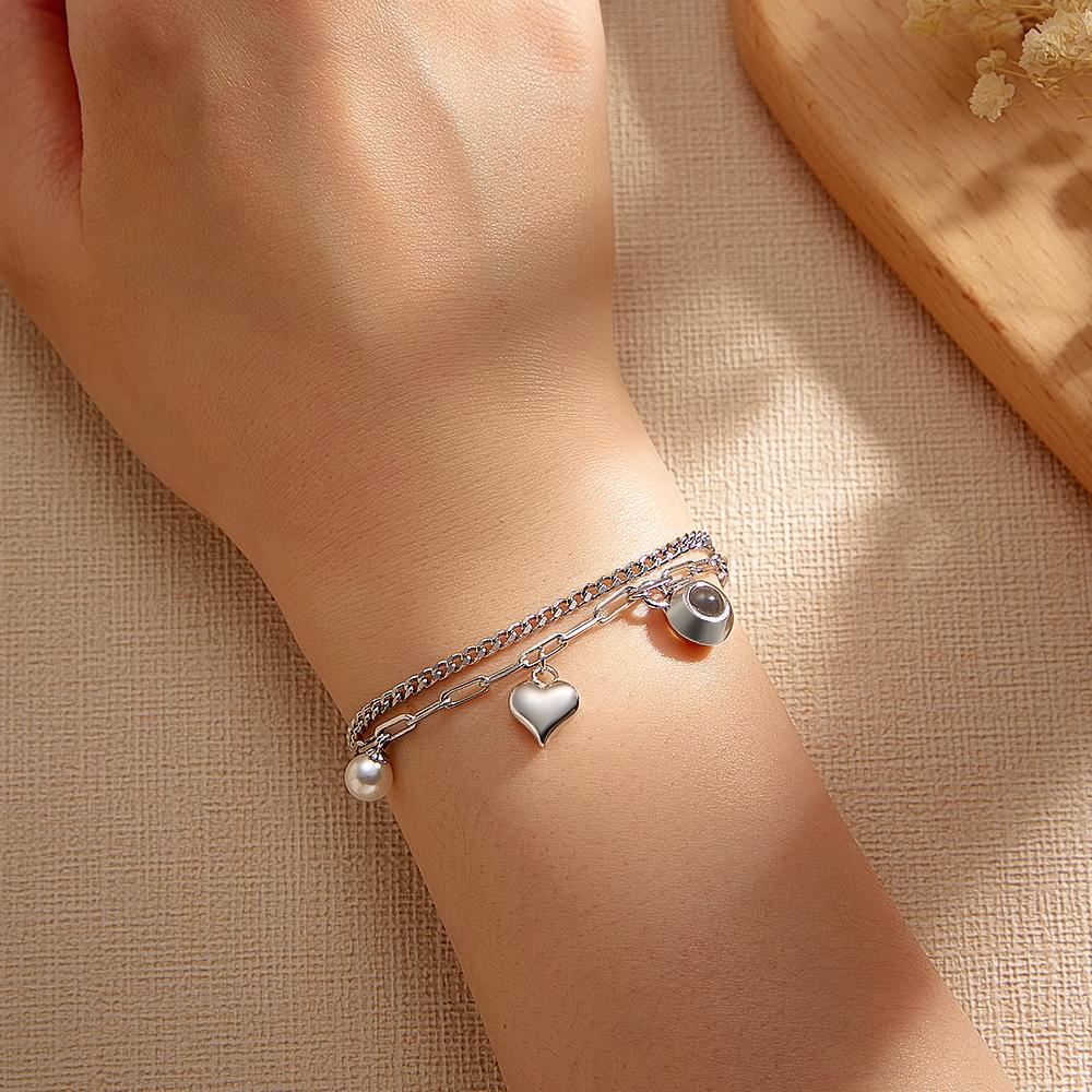 Custom Photo Projection Bracelet Heart Perfect Gift for Her