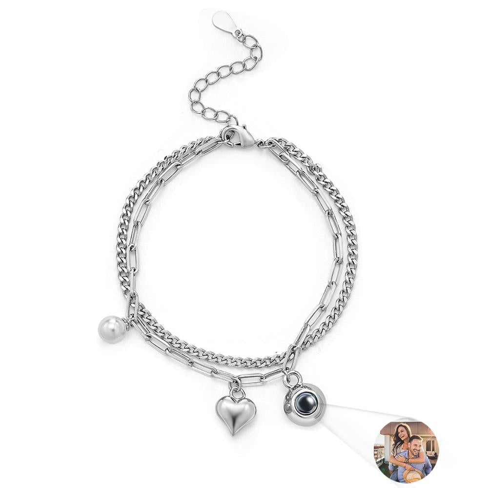 Custom Photo Projection Bracelet Heart Perfect Gift for Her
